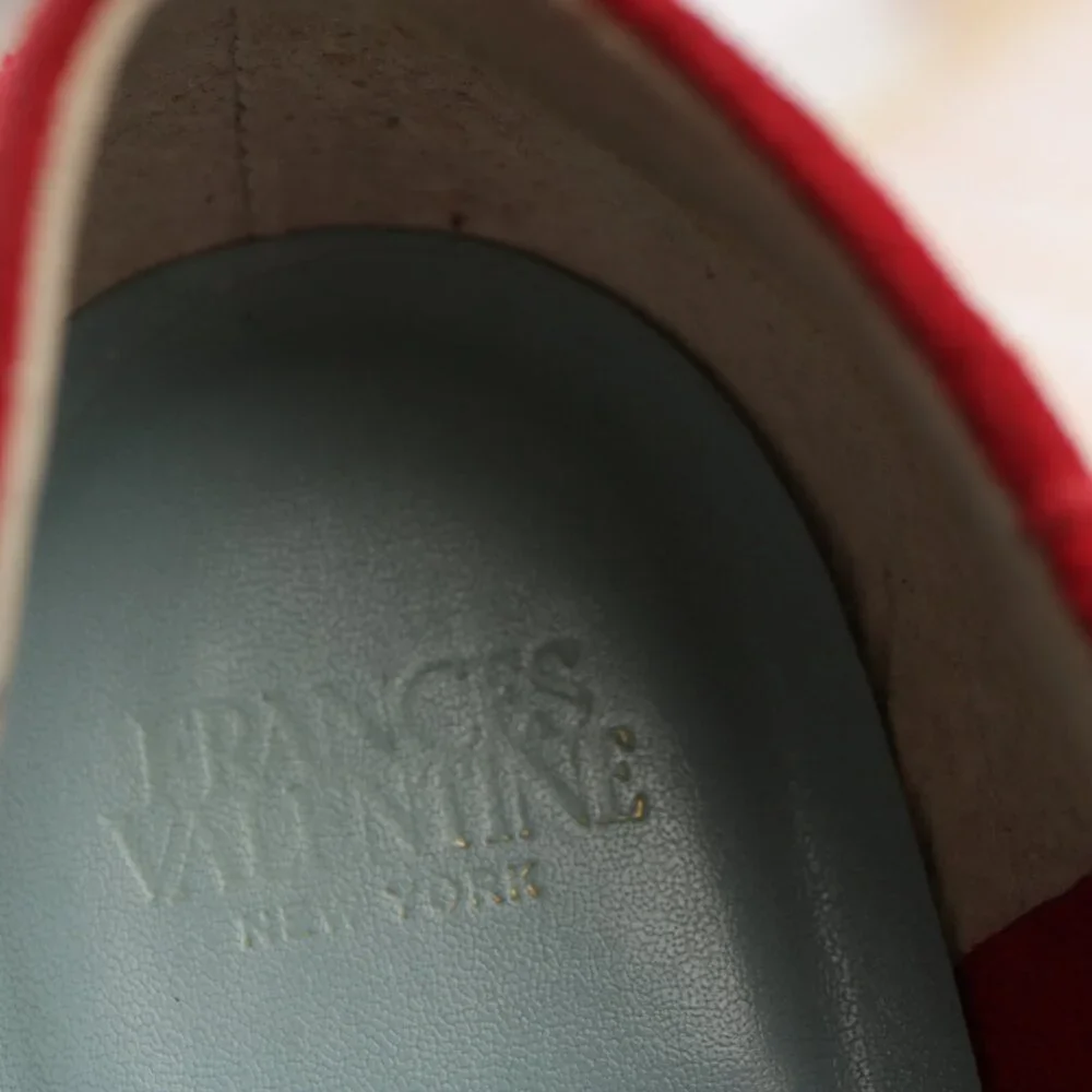 Frances Valentine Womens Penny Loafer Size 6 Red Suede Slip On Shoe Cutout Flats